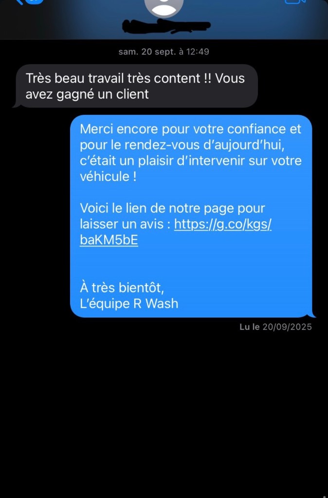 Avis client nettoyage voiture Lille R-WASH