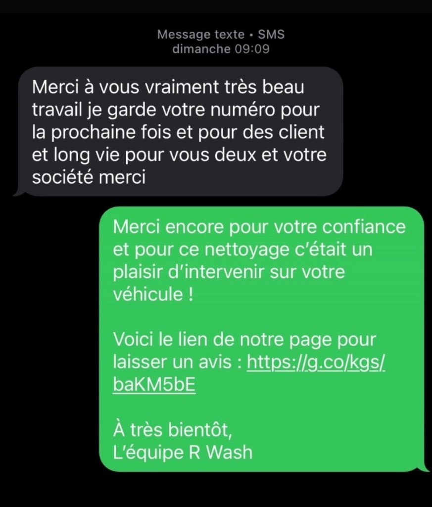 Avis client nettoyage voiture Lille R-WASH